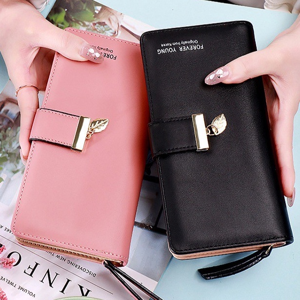 Terkini DOMPET PANJANG WANITA KOREA KULIT PREMIUM MEWAH DAUN FASHION SCALY MURAH LIPAT ABG BATAM ORI