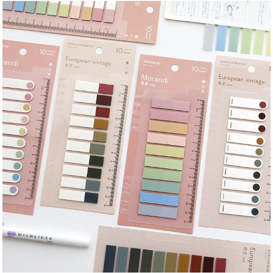 

LANGSUNG ORDER GAN 2 Lembar Sticky Note Warna Neon Pastel Macaron Morandi Vintage Untuk Pembatas Buku