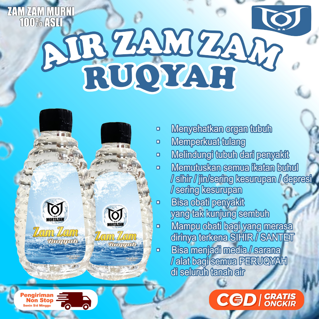 

MORTAZAM Air Zam Zam Asli 100% Ruqyah Obat Stresss Rukiyah Gangguan Non Medis Karena Ain Anak Rewel
