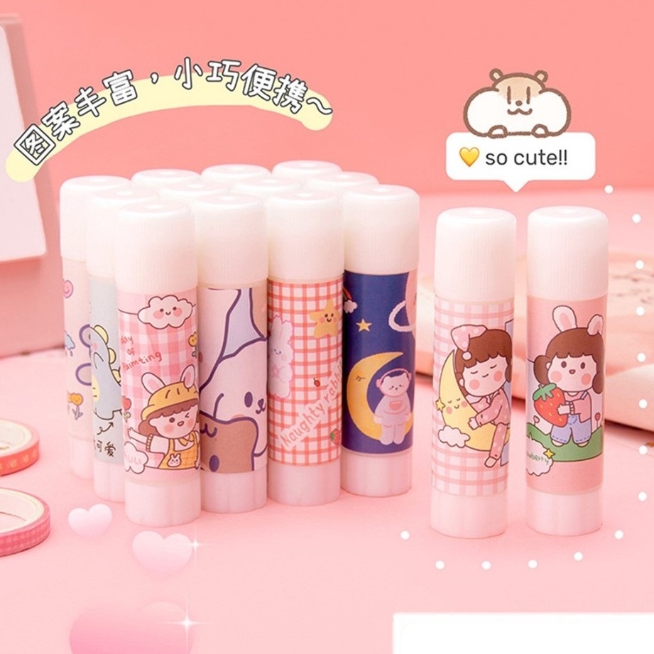 

MURAH MERIAH APEN Lem Kertas Motif Lucu Glue Stick Korea Perekat Padat Stik Batang Putar ATK Sekolah Kantor