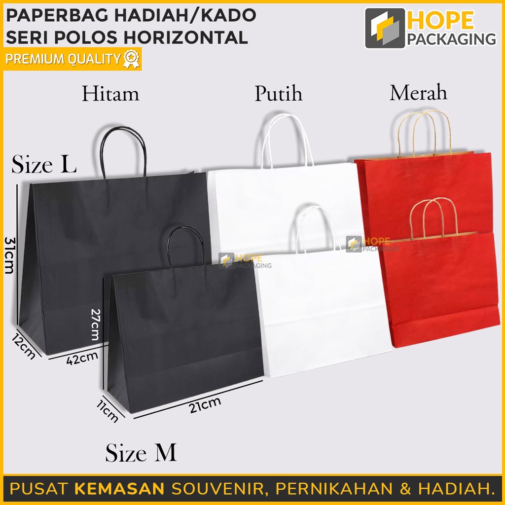 

PROMO TERMURAH Harga 3 Pcs Paper Bag Polos Horizontal Kantong kertas Paper Bag Warna Souvenir HadiahKado