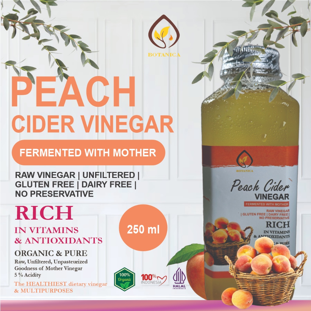 

Botanica Cuka Buah Persik 250ml Endapan Mother Fermentasi Probiotik / Peach Cider Vinegar Bragg