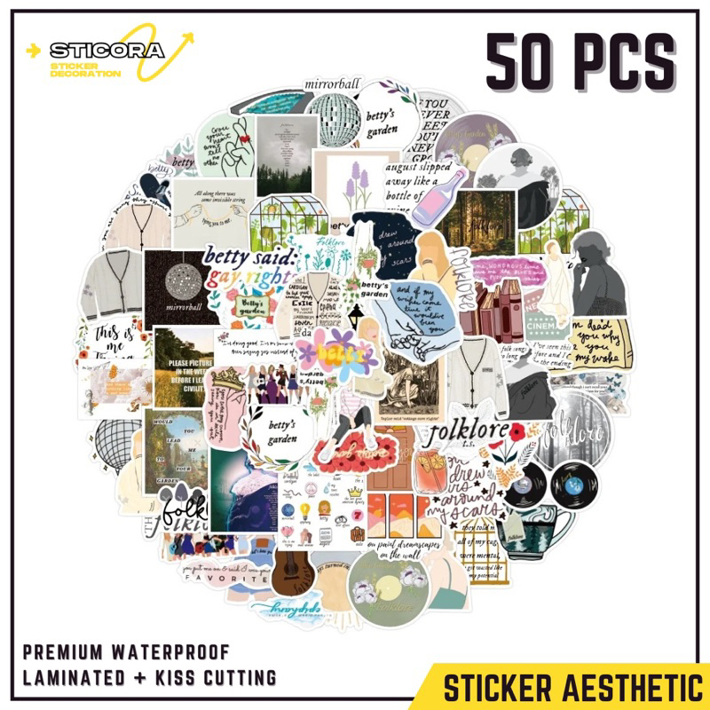 

[50 Pcs] Stiker Pack Journal Aesthetic Vinyl Waterproof Laminated Dekorasi Laptop Handphone Thumblr