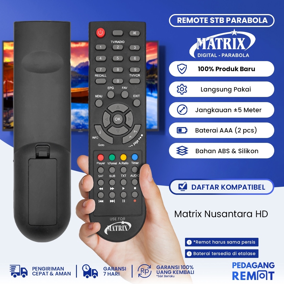AYO BELI Remot Remote STB Parabola Matrix Nusantara HD  Remote Receiver Set Top Box Matrix Nusantara