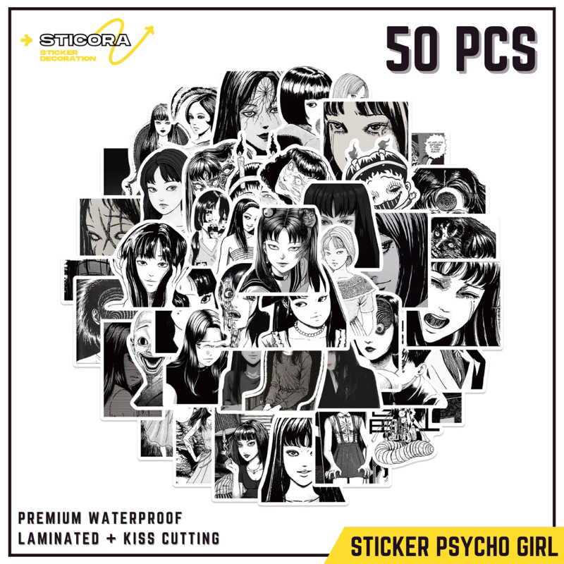 

[50 Pcs] Stiker Pack Psycho Girl Anime Aesthetic Vinyl Waterproof Laminated Dekorasi Laptop Handphone Thumblr