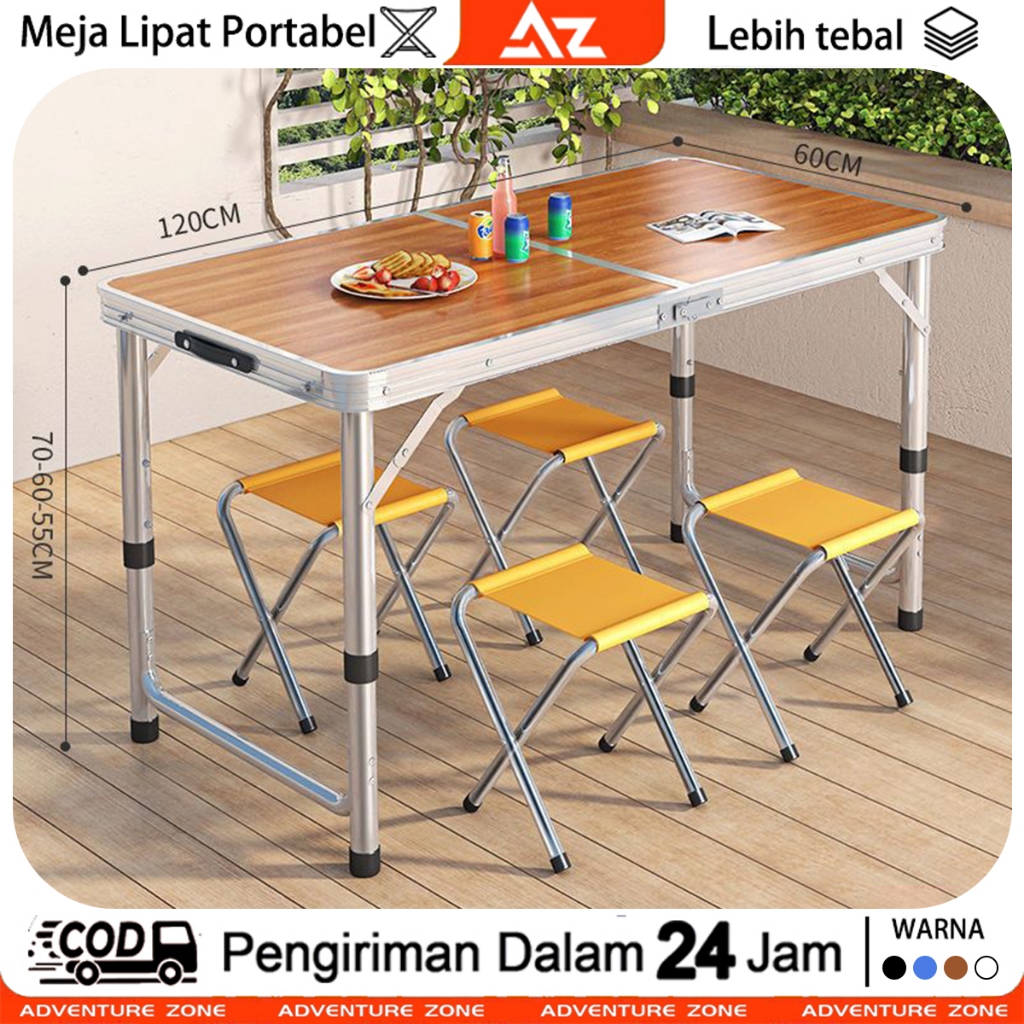 AZ Meja Lipat Koper Hpl Meja Serbaguna Meja Lipat Portable Meja Kaki Bulat