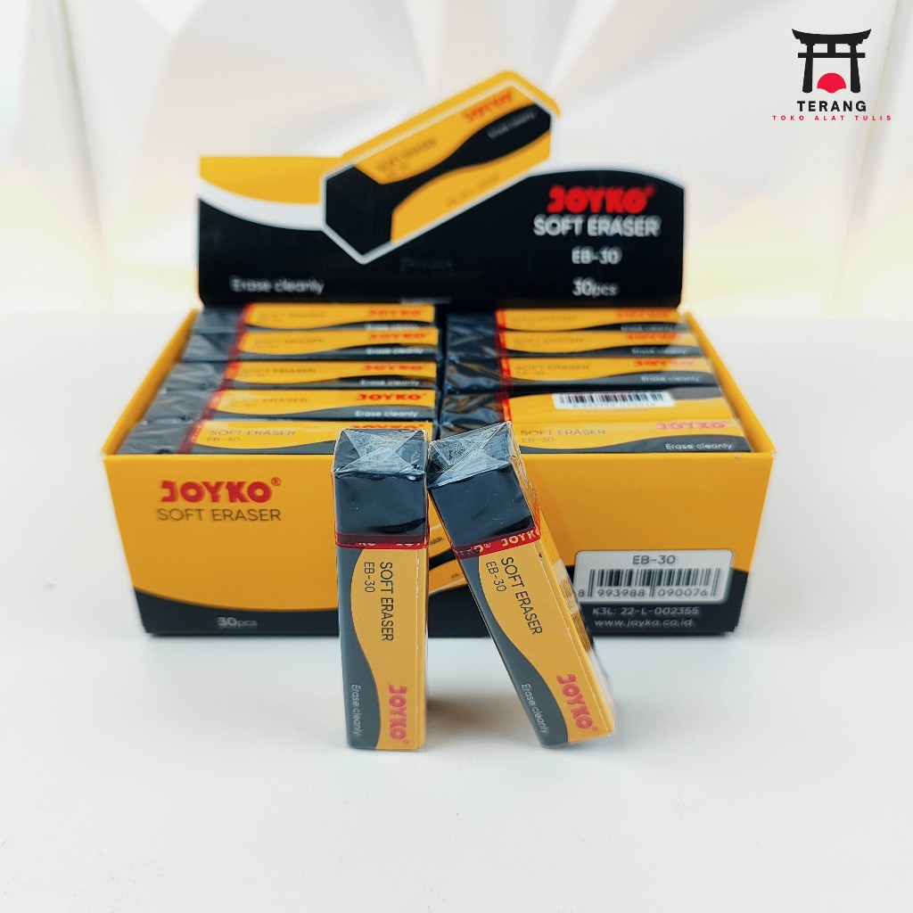 

1Pak Penghapus Joyko isi 30pcs Panjang Besar Hitam Soft Eraser Stip Clearly Black EB-30