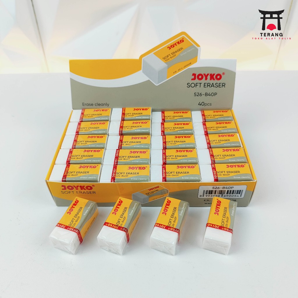

1Pak Penghapus Joyko 40pcs Kecil Putih Soft Eraser Stip Clearly