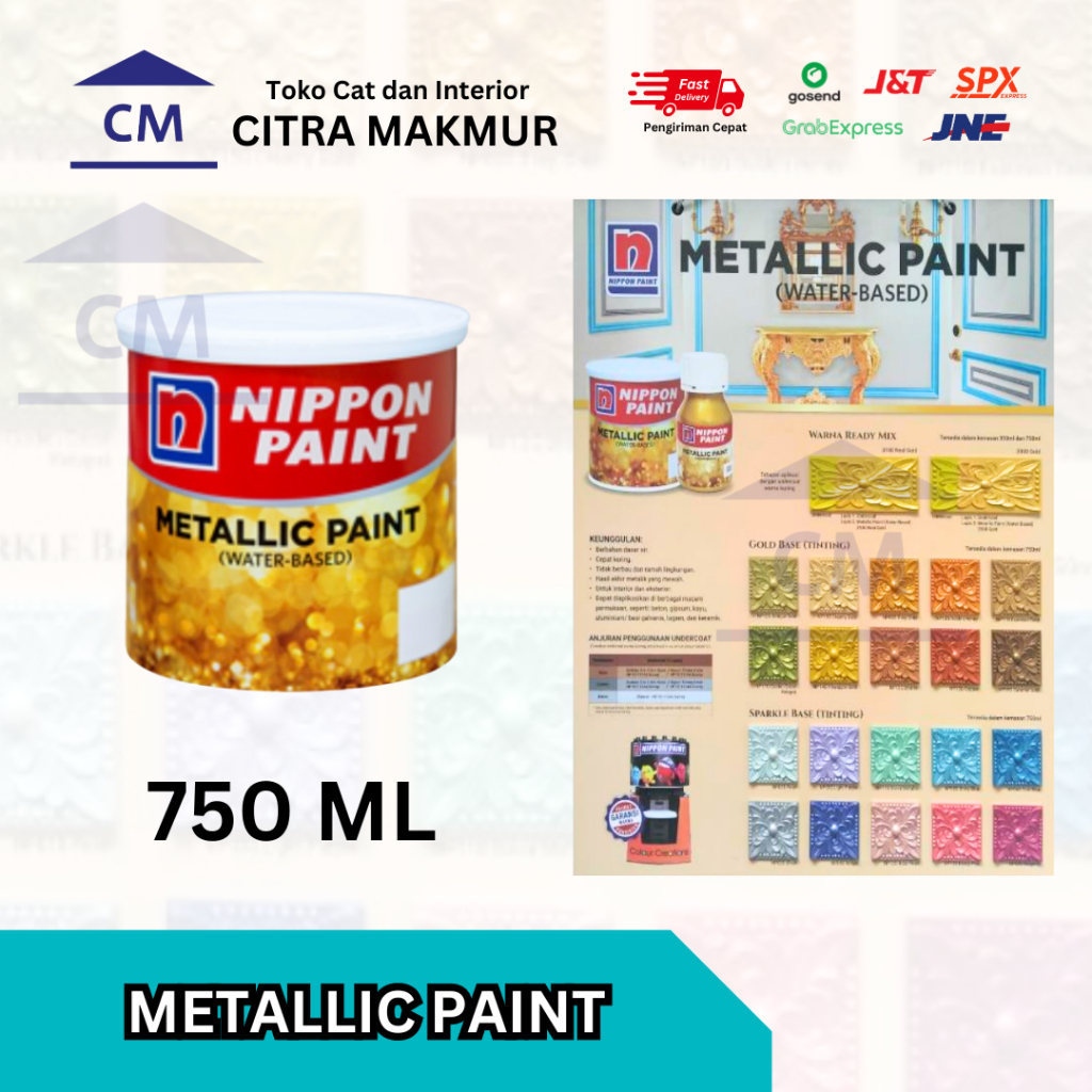 Cat Nippon Metallic Paint Gold ( Waterbase ) Tinting 750ml - Metallic Paint Nippon
