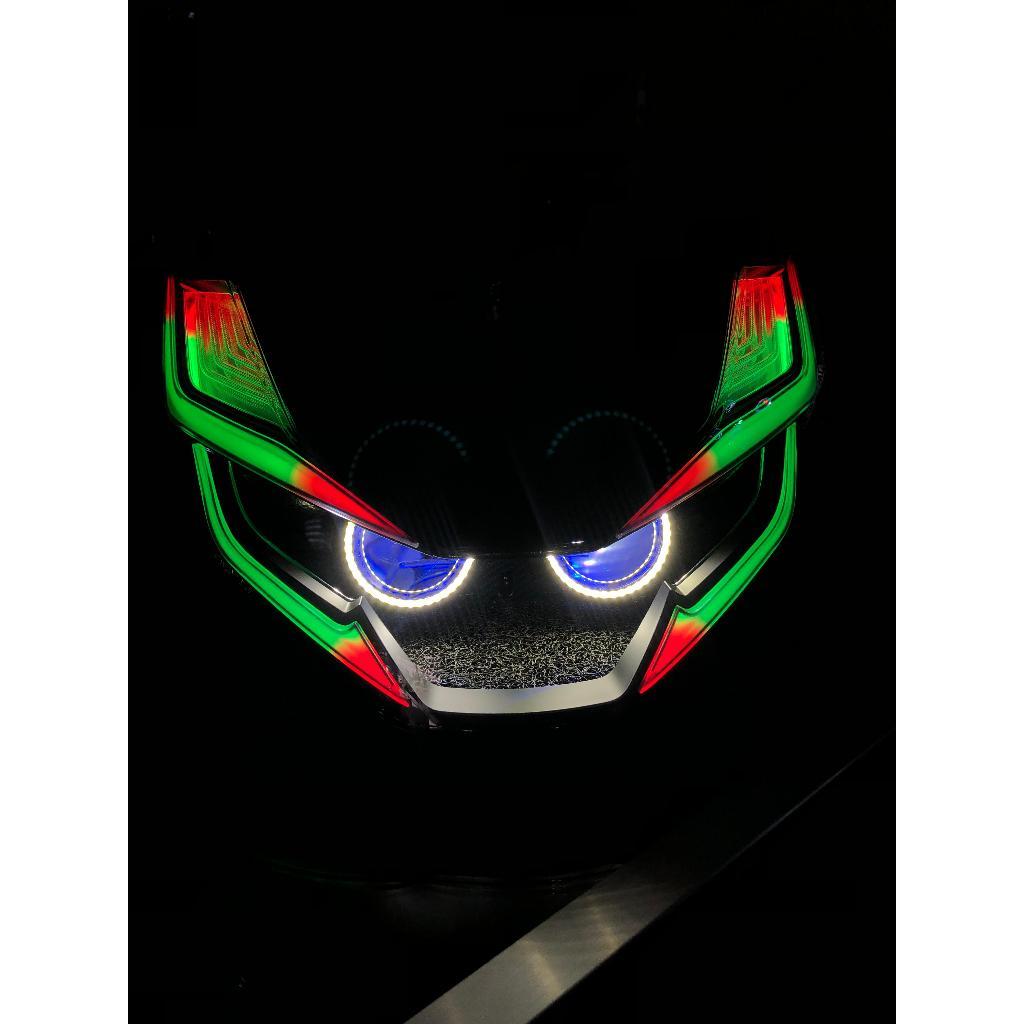 PROJECTOR BILED AES TURBO EXSPERIENCE 2,5 INCH PCX 160 DRL ALIS RGB SMARTPHONE LENGKAP HEADLEMP