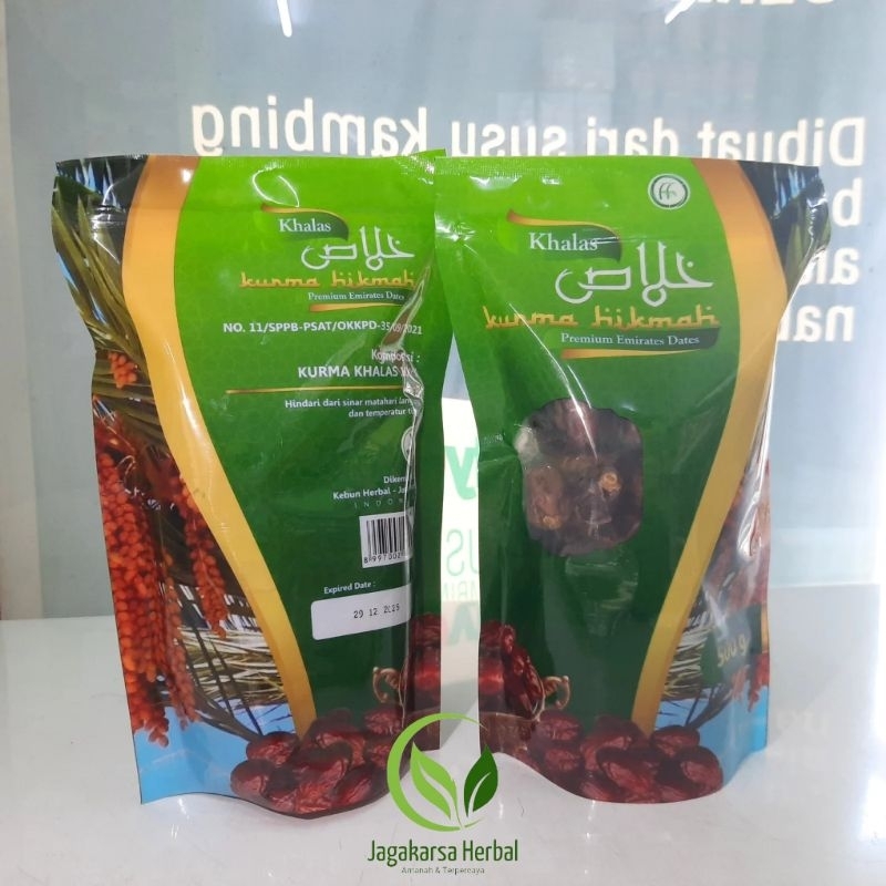 

Kurma Khalas Hikmah 500 gram | Kurma Kholas Hikmah Premium Tekstur Empuk, Lembut,Legit rasa Manis Original