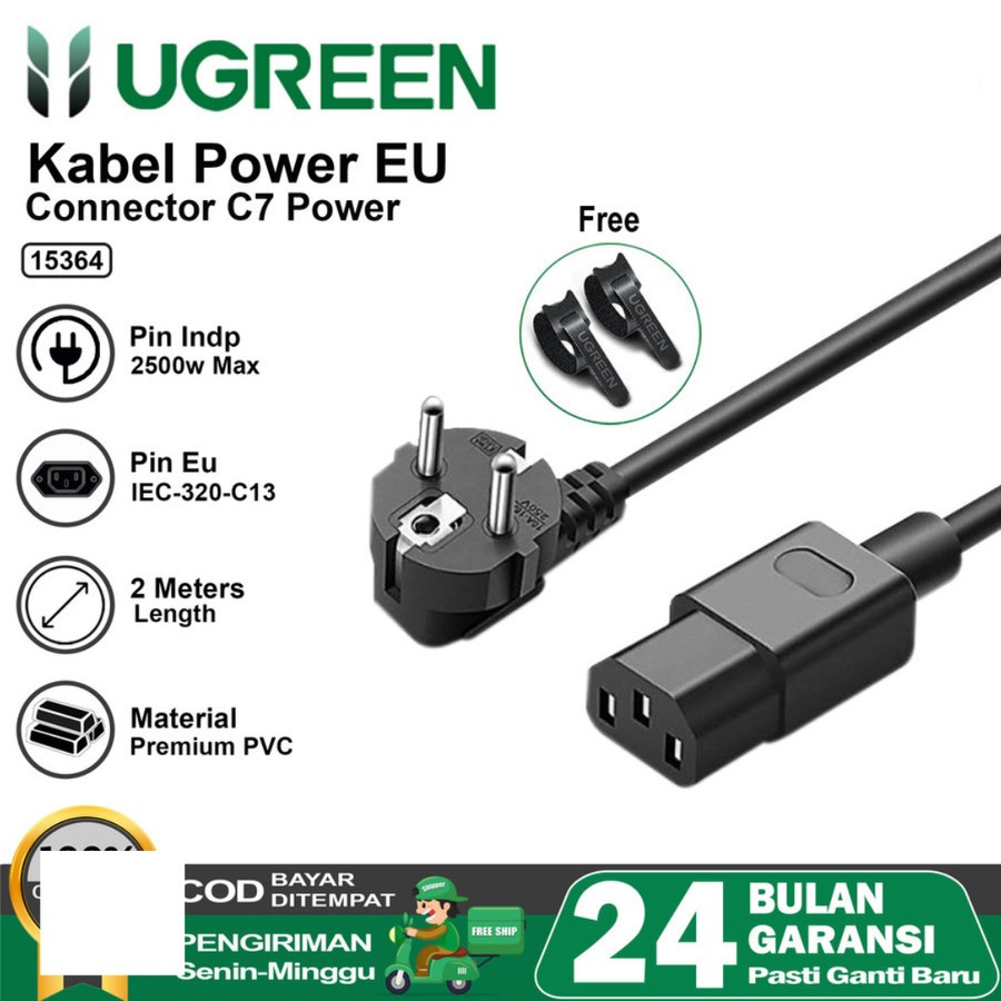 UGREEN Kabel Power CPU PC UPS Printer 2 Meter 15364