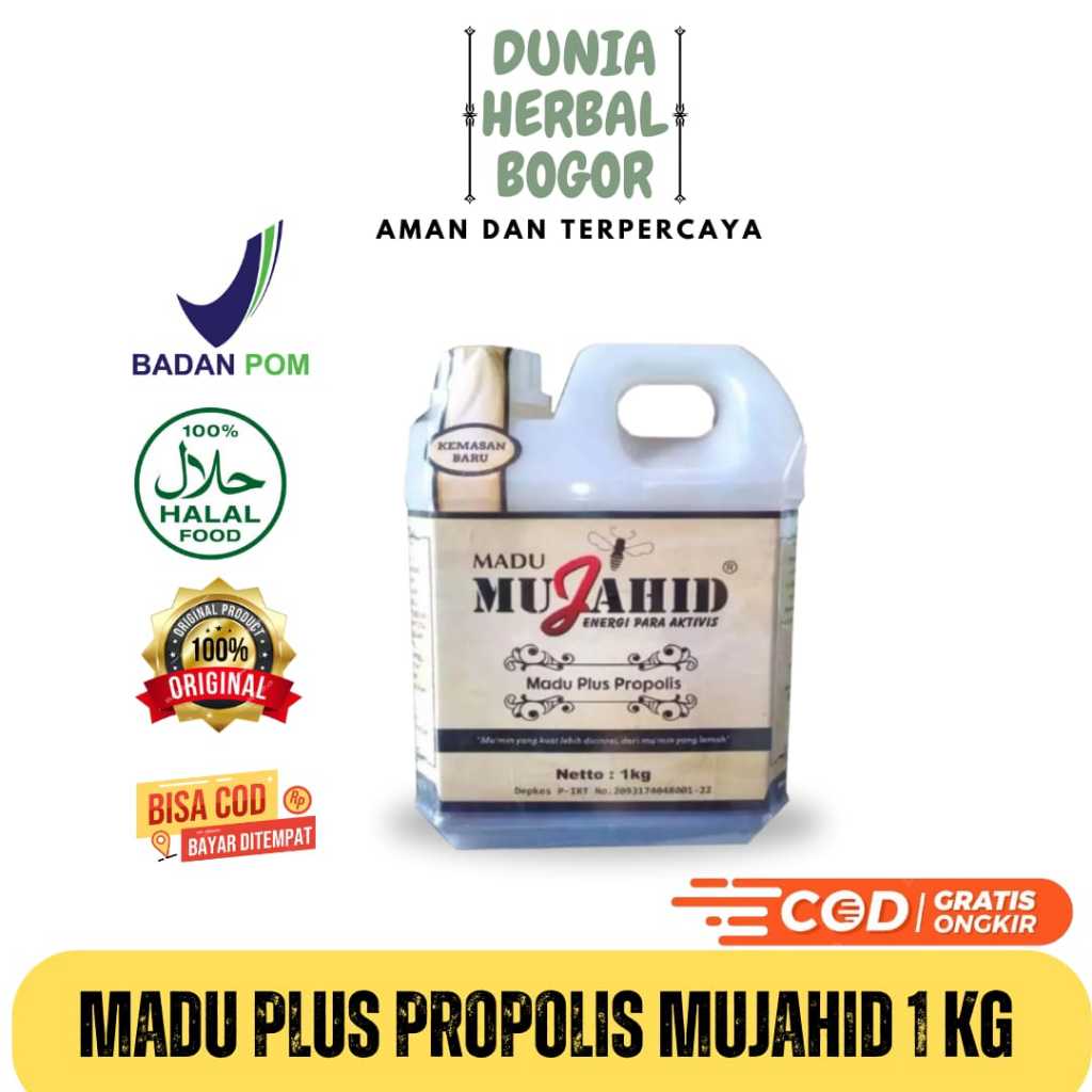 

Madu Hutan MUJAHID 1kg Asli + Propolis (Kemasan Baru) Madu Mujahid Plus Propolis 1 kg Planet Herbal | Energi Para Aktivis - Original