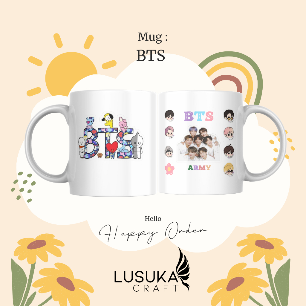 GIFT MUG BTS GELAS BTS MUG KPOP KADO WISUDA KADO ULANG TAHUN Lusuka Craft