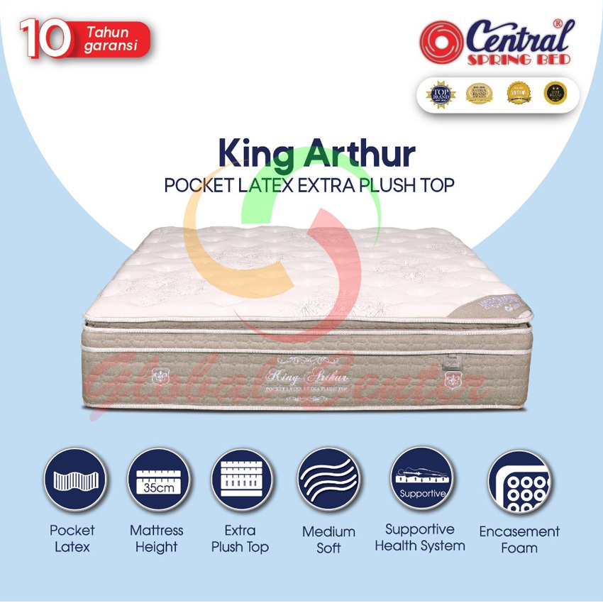 Kasur Central SpringBed KING ARTHUR Pocket Spring Latex Plushtop - aristocrate collection - GARANSI 