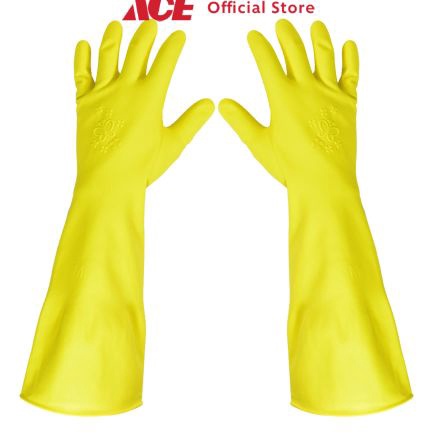 KI3 Ace Duraglove Sarung Tangan Panjang Latex Butterfly Ukuran M  Kuning Rubber Cleaning Hand Gloves