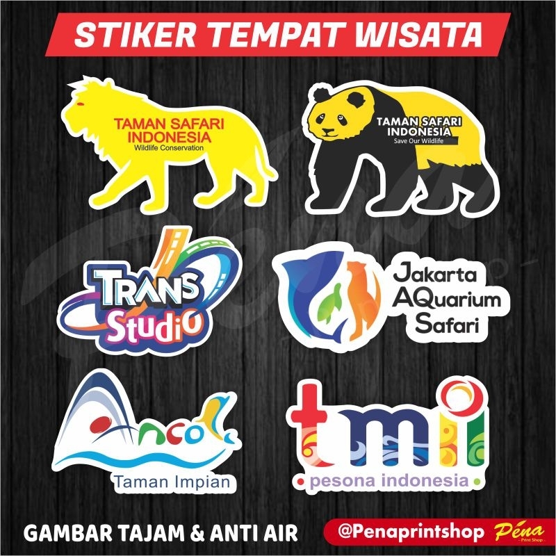 Sticker Stiker Taman Safari / Jakarta Aquarium Seaworld TMII / Stiker Wisata / Stiker Mobil Laptop W