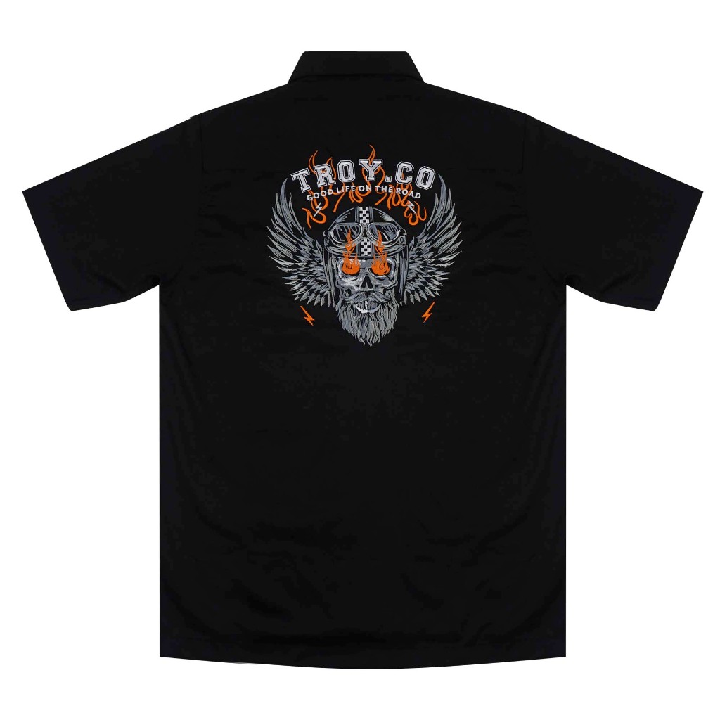 Troy Company Workshirt Workwear Engineers Black Skull - Kemeja Kerja Work Shirt Hitam WSD 2623