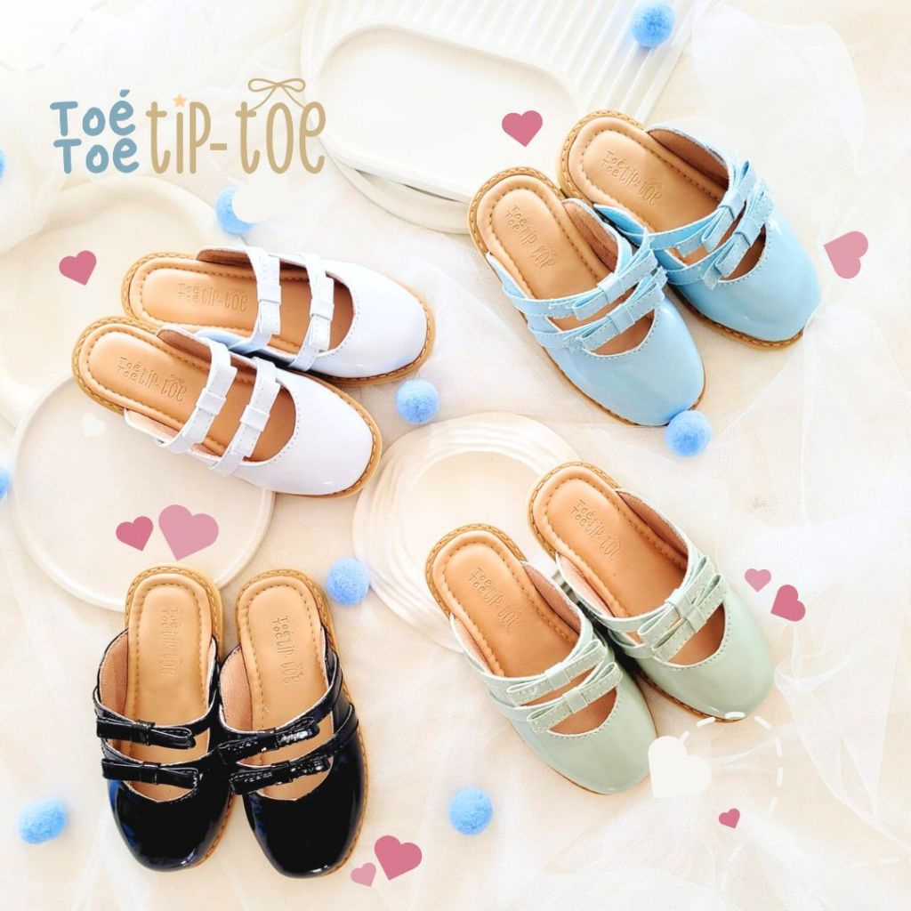 toetoetiptoe - Emily kids shoes light blue sepatu sendal sandal mules anak biru muda hitam hijau sag