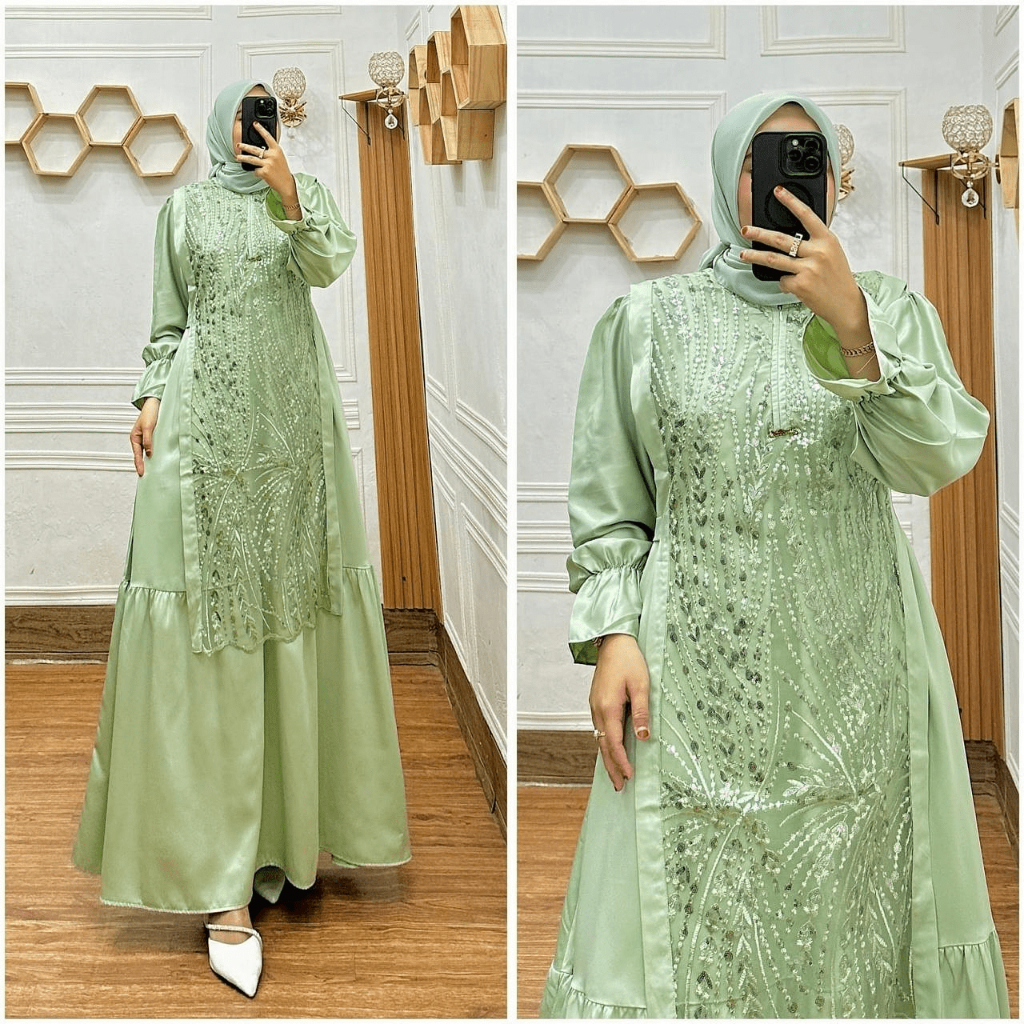 TERBARU BRILIA DRESS Baju Kondangan Brukat Dress Hitam Simple Elegan Gamis Pesta Kekinian Gamis Leba