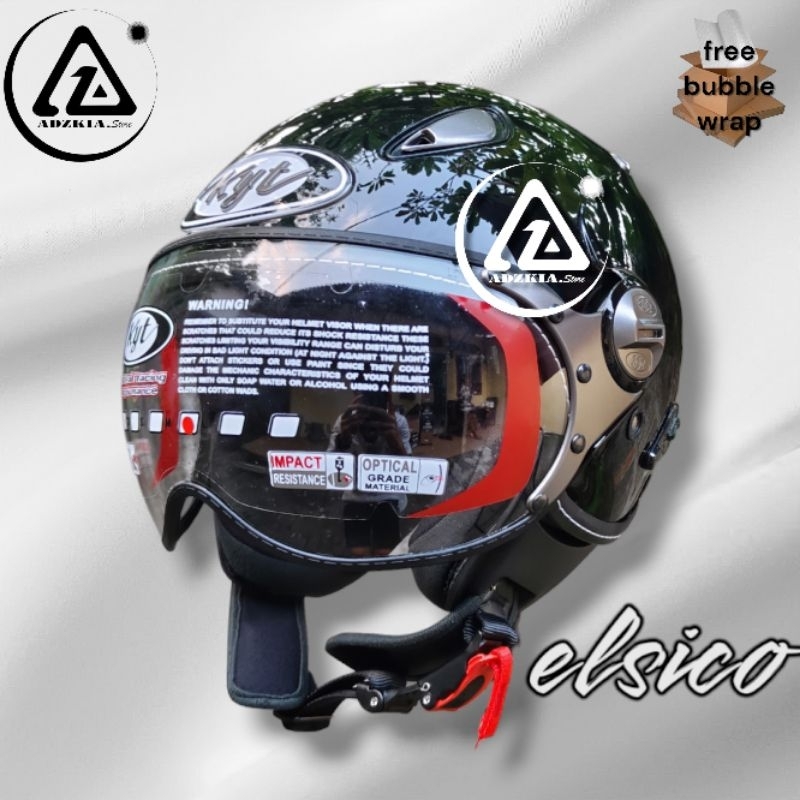 HELM KYT ELSICO SOLID/POLOS HITAM GLOSS|HELM HALF FACE RETRO CLASSIC