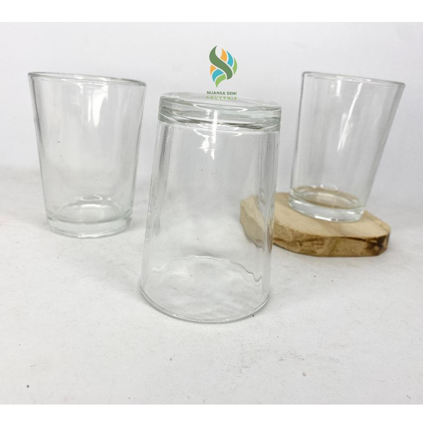 Souvenir Gelas Minum Jamu Gelas Cangkir Kaca Kecil Mug Beling Bening Polos