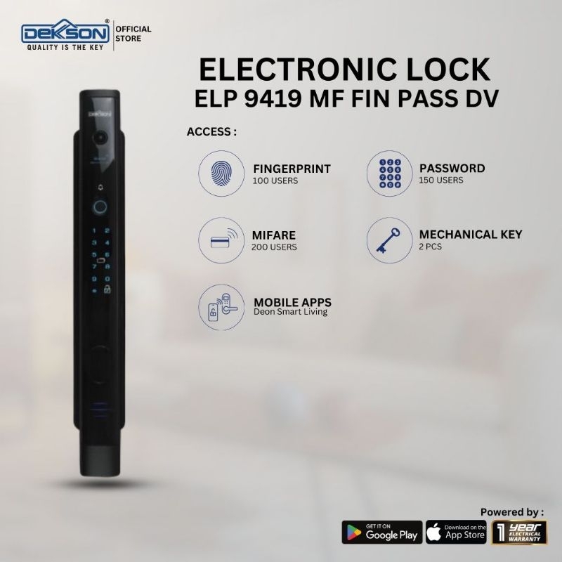 Electronic Lock Dekkson ELP 9419 MF FIN PASS DV
