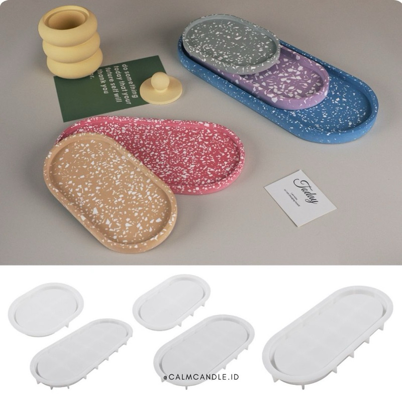 Oval tray silicone mold / cetakan resin lilin plaster