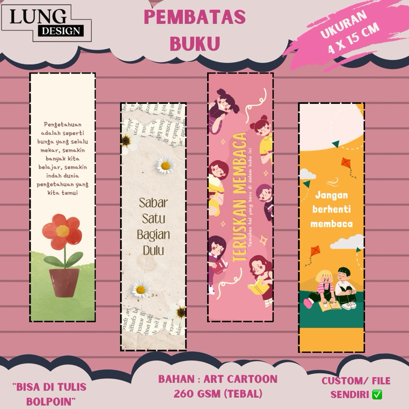 

(1 PCS) PEMBATAS BUKU LUCU | Custom Bookmark | Pembatas Buku | Pembatas Alquran | Dhycraft | Pembatas Novel bacaan