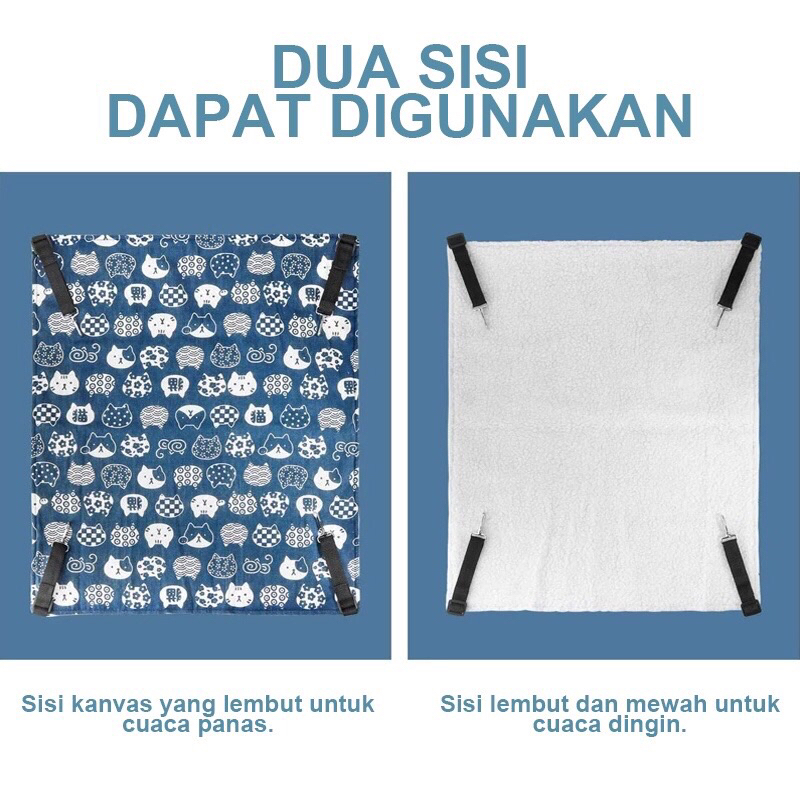 Ayunan kucing/ hammock kucing motif bulu