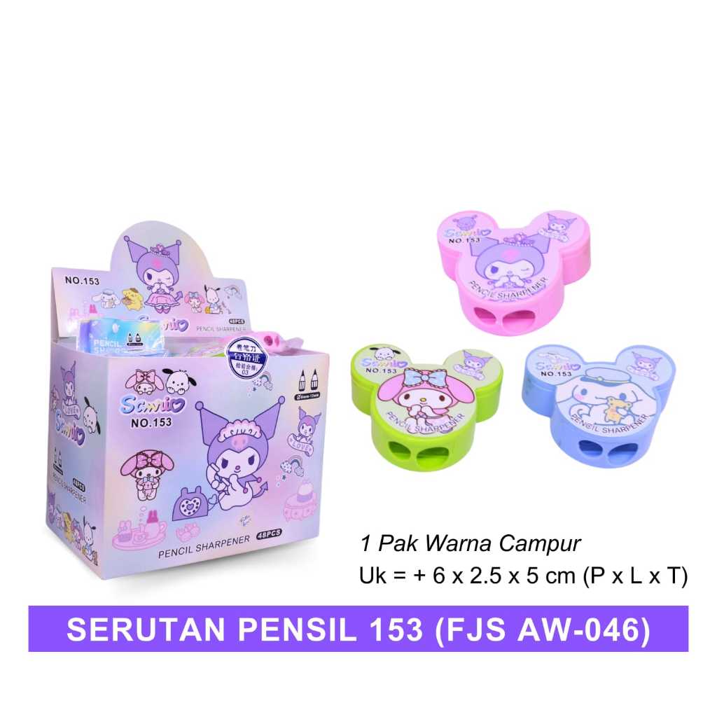 

1Pcs Rautan Pensil Sanrio/ Serutan Pensil 2Lubang Sanrio/ Pencil Sharpener Bentuk Kepala Mickey Motif Sanrio