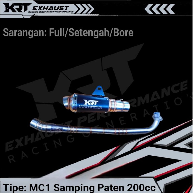 Knalpot Racing KRT Mc1 Original Samping Paten Anti Bocor Balap Drag Kompetisi 150cc 200cc Bore up Ju