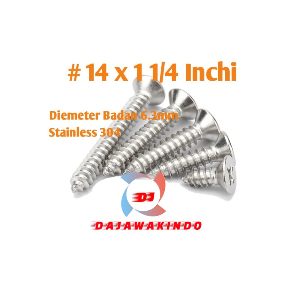 Sekrup Tapping Stainless 14 x 1 1/4 / Tapping FH Stainless 304