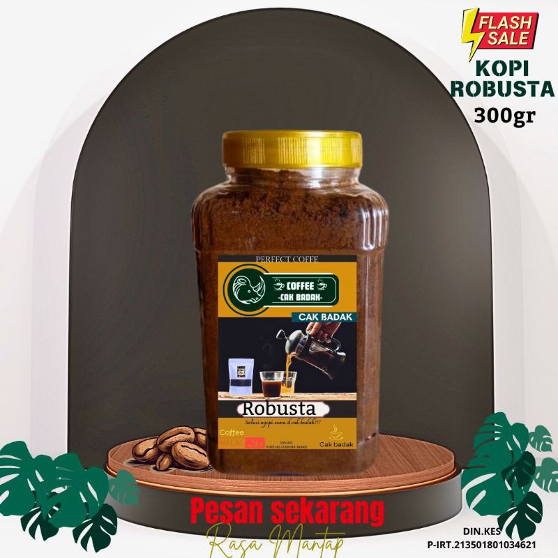 

Kopi bubuk Robusta isi 300 gr kopi murni spesial kemasan toples simpel