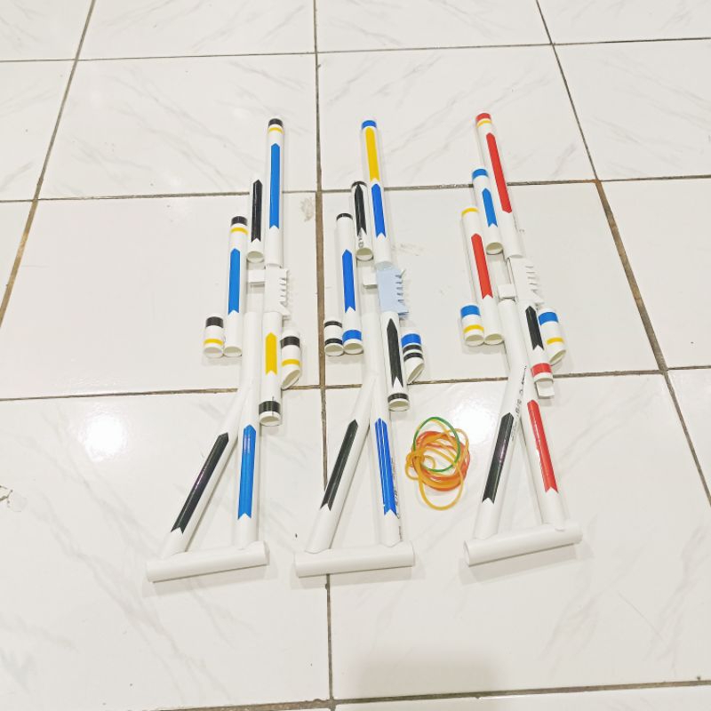Mainan Tembakan Paralon / Mainan tembak PVC Peluru Karet Mudah di Gunakan Rubber Band Gun 5x tembak 