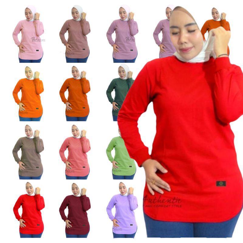 Kaos Murah Zolaqu Atasan Wanita Oval Lengan Panjang Koas Polos Wanita Seragam Ukuran M L XL XXL Baha