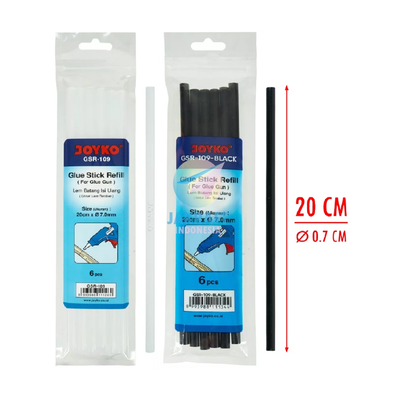 

MURAH MERIAH 6 Pcs Refill Hot Melt Glue Gun Kecil JOYKO GSR19 Clear Black Glitter Lem Lilin Tembak Bakar Small 7 x 2 Cm