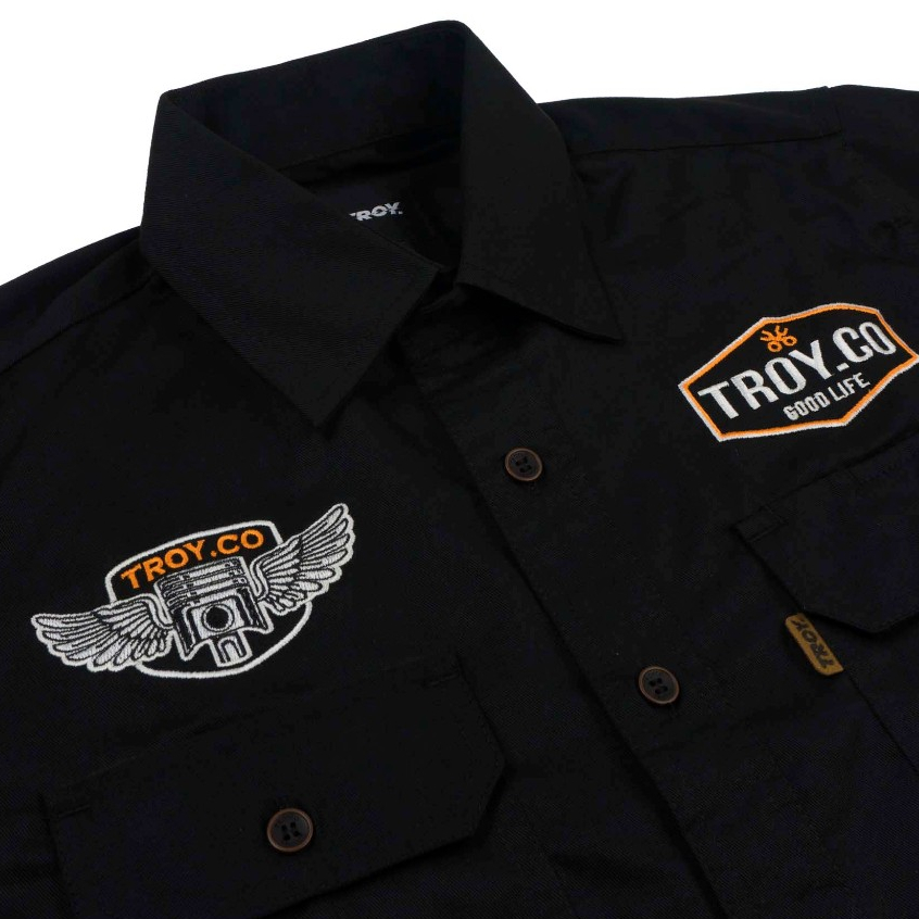 Troy Company Workshirt Workwear Engineers Black Skull - Kemeja Kerja Work Shirt Hitam WSD 2623