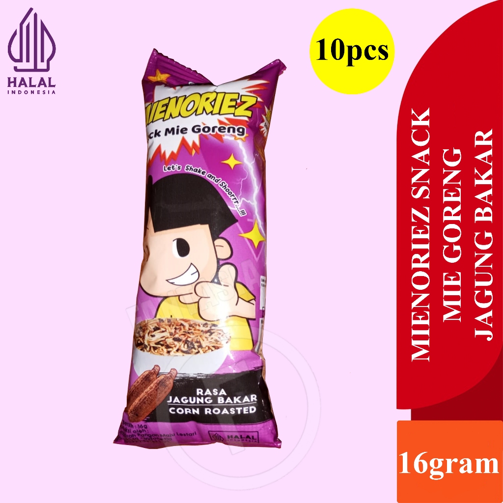 

MY_MIEAW MIENORIEZ CEMILAN MAKANAN RINGAN SNACK MIE GORENG JAGUNG BAKAR PACK ISI 10 BUNGKUS 16 GRAM FUN CORNER DENGAN PAKING AMAN