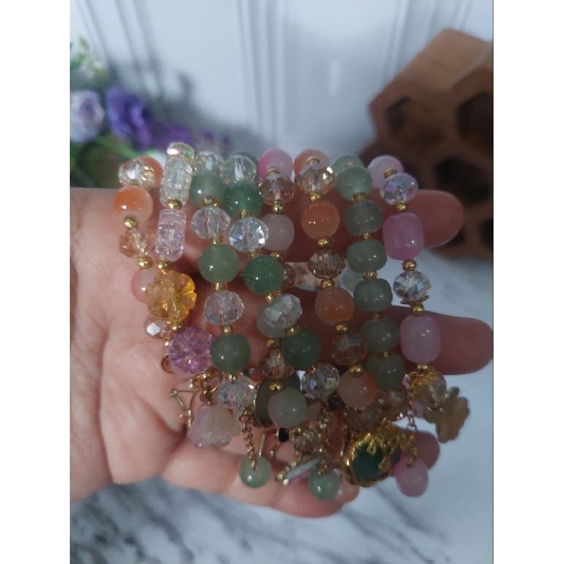 Gelang Manik/Gelang Manik Kaca/Gelang Mote Kaca / Gelang Korea/Gelang Kristal Murah