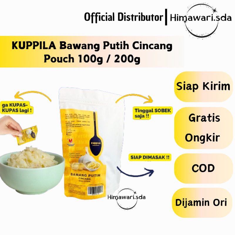 

Kupilla bawang putih Cincang Pouch 100g dan 200g bawang putih cincang dalam minyak