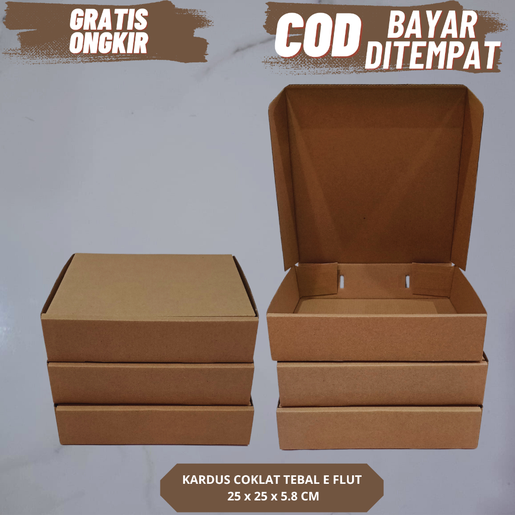 

Kardus PIZZA Dus Coklat Ukuran 25x25x5,8 CM E-FLUTE Kotak Packing Makanan Pizza Aksesoris Baju Hijab Kue