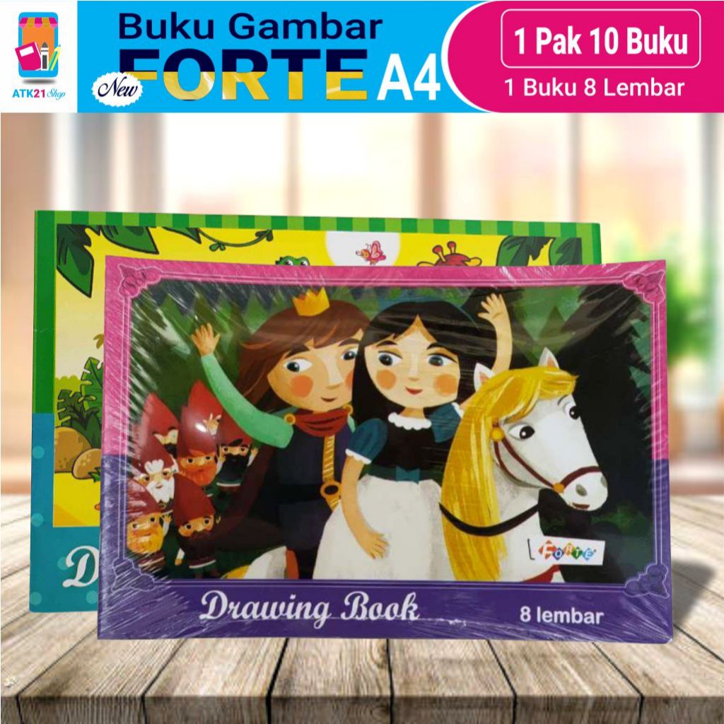

FORTE - New Drawing Book Buku Gambar Anak A4 8 Lembar pack Isi(10 buku) Cover Random - Size(25x30cm)