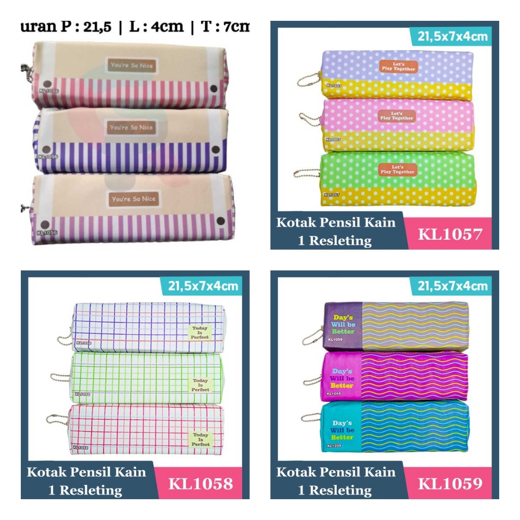 

(PCS) Pensil Case Kain Fancy / Tepak Kain Anti Air 1 resliting / Kotak Pensil Kain Fancy 1056-1059