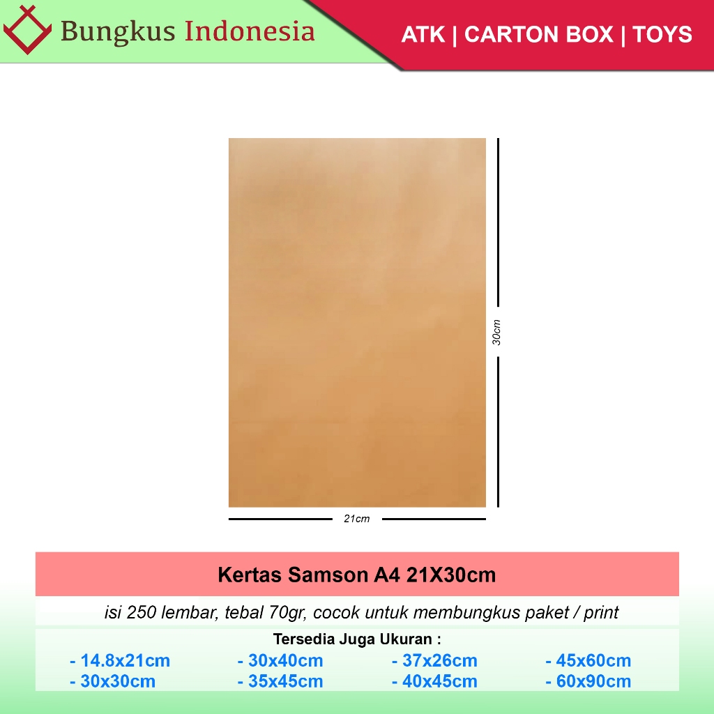

klm Kertas Samson A4 21x30cm isi 250lbr