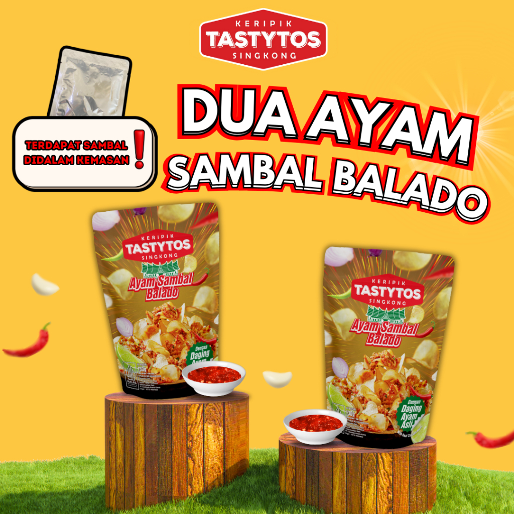 

Dua Keripik Ayam Sambal Balado Cemilan Snack Food Tastytos Kerikpik Singkong