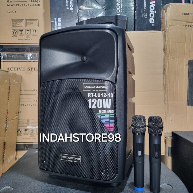 Speaker Portable 10 inch Recording Tech RT LU 12-10 Bluetooth Xbass Reverb 2 Mic Wireless Original