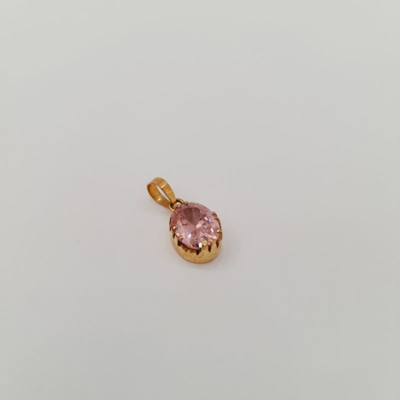 Liontin Emas Asli Var Batu Pink