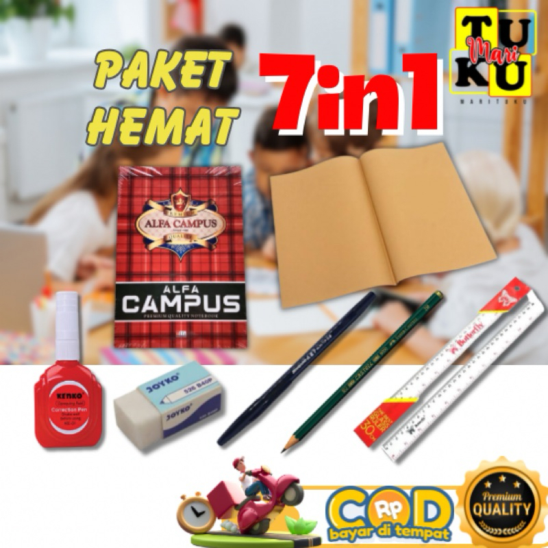 

paket hemat 7in1 alfa campus isi 50lembar ukuran besar