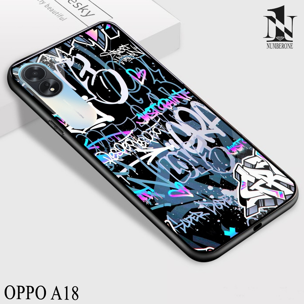 Case Oppo A18  [ BlackAesthetic 01 ] Aneka casing, case, kondom hp, custom case, case aesthetic case